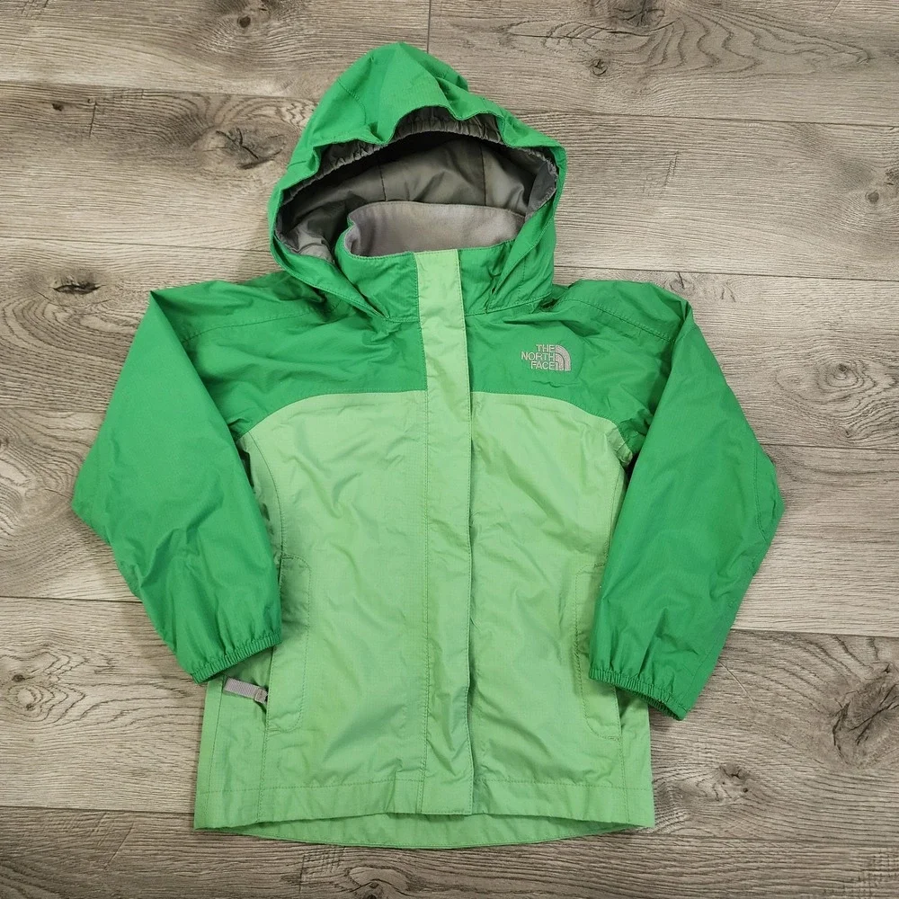 THE NORTH FACE‎ Girls Size XS lightweight hooded Jacket Green Windbreaker
